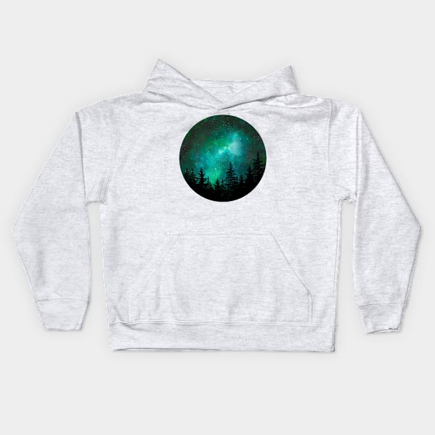 Green galaxy Kids Hoodie by RosanneCreates